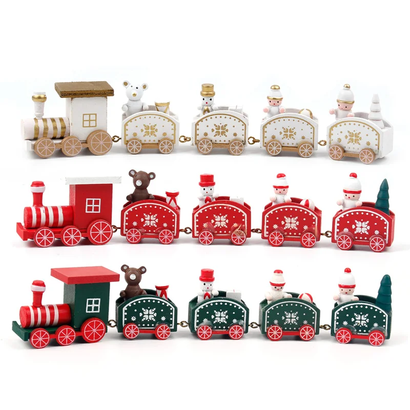 PATIMATE Christmas Wooden Train Merry Christmas Decorations For Home Christmas Ornaments Xmas Navidad Gift New Year