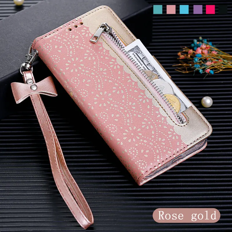 

Luxury Wallet Lace Zipper for Xiaomi Redmi Note 7 Pro Case PU Leather Flip Card Slot for Funda Redmi Note 7 Case Note7 7S 7Pro