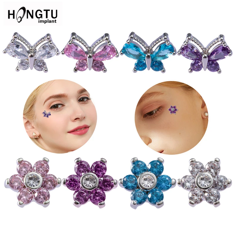 1PC Zircon surface piercing dermal anchor 16G Surgical steel skin piercing micro dermal jewelry in body Implants Sexy Accessory