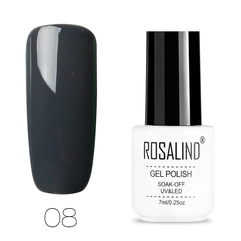 08 ROSALIND Гель-лак для ногтей все для маникюра Полупостоянный Vernis верхнее покрытие УФ светодиодный Гель-лак впитываемый для ногтей художественный Гель-лак для ногтей - Цвет: 08