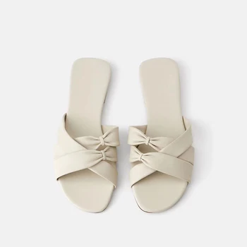 

kmeioo summer casual shoes woman tie flat beach shoes basic flat slides flats slip-on outside slippers