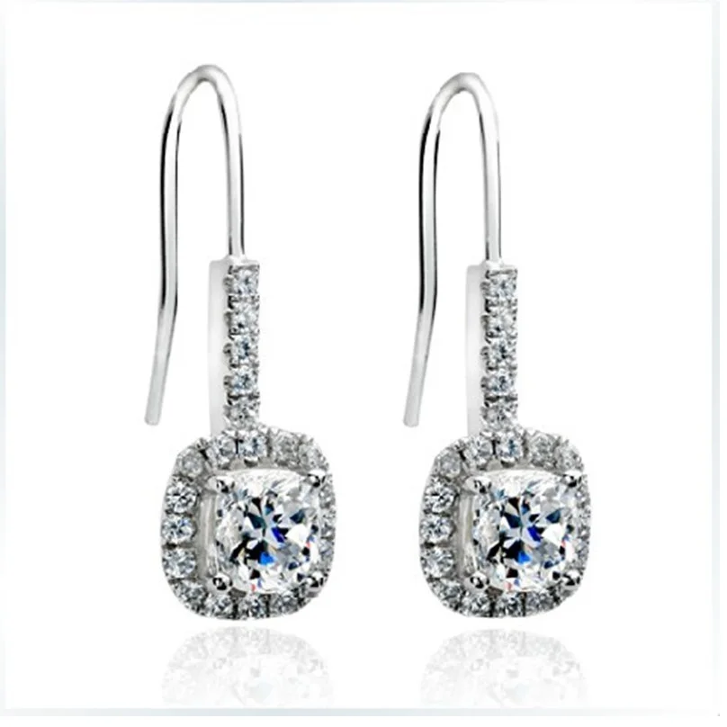Solid Platinum PT950 Earrings 1CT Brilliant Diamond Women Engagement Beautiful Ear Jewelry Lasting Forever | Украшения и
