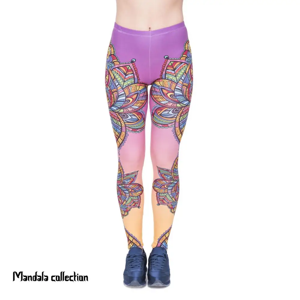 Brands Women Fashion Legging Aztec Round Ombre Printing leggins Slim High Waist  Leggings Woman Pants