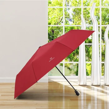 

Fashion Korean Cute Princess Automatic Three-fold Umbrella Rain Lady Sun Umbrella Black Coating Umbrella Female Ultra Light Para