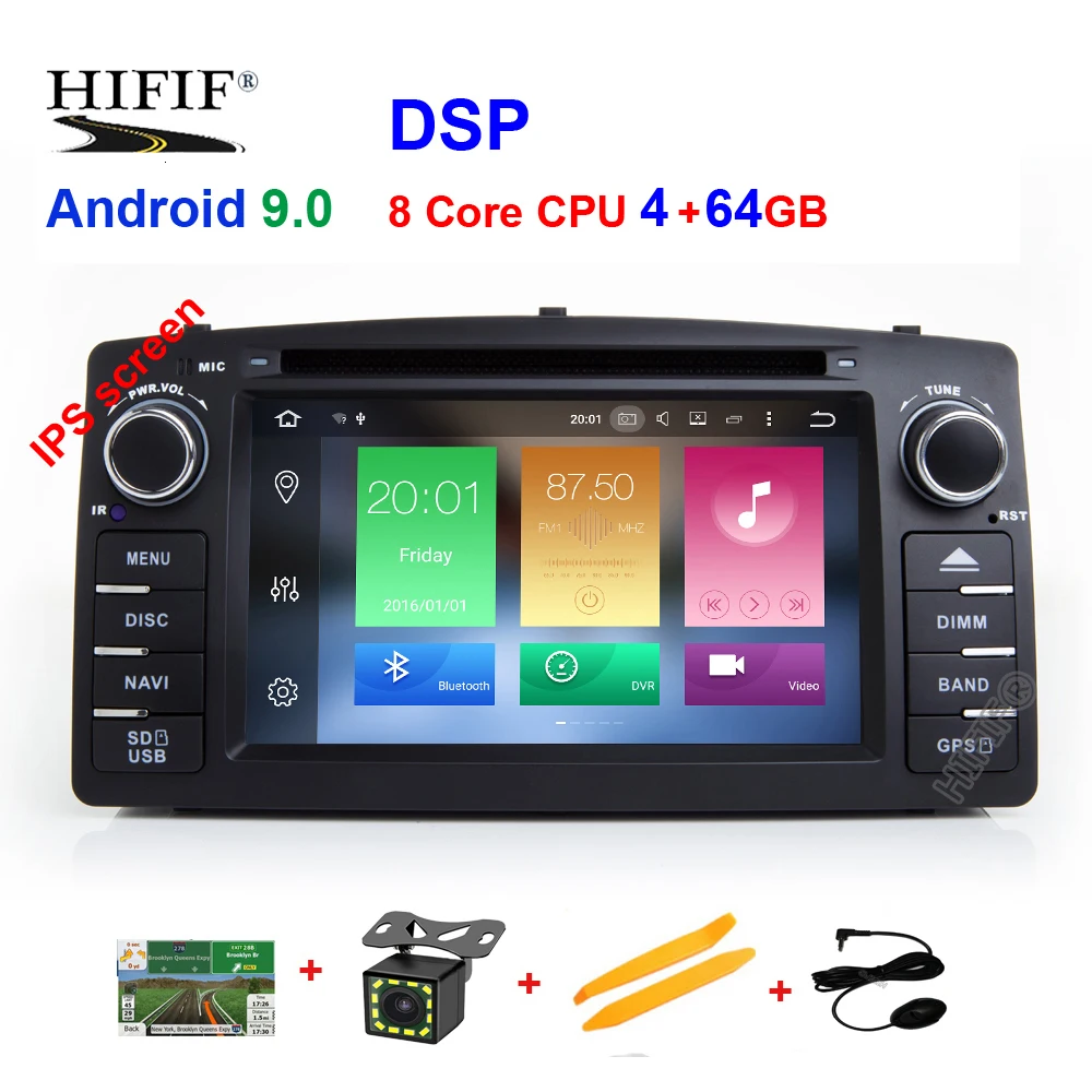 

DSP Android 9.0 4G 2 Din Car GPS For Toyota Corolla E120 BYD F3 multimedia player radio stereo auto touch screen