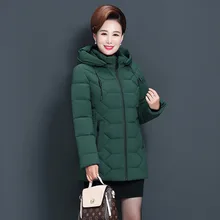 New Style Middle-aged Women Dress Cotton-padded Clothes Short Large Size Loose-Fit 50-Year-Old Middle-aged Cotton Coat Midd