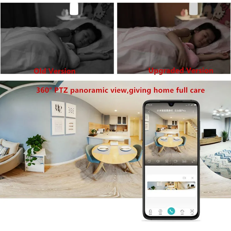 Новейшая умная IP камера Xiaomi mijia AI Ptz Pro 1296P HD пиксели 360 ° мониторинг 2 4 ГГц 5 Wi Fi для