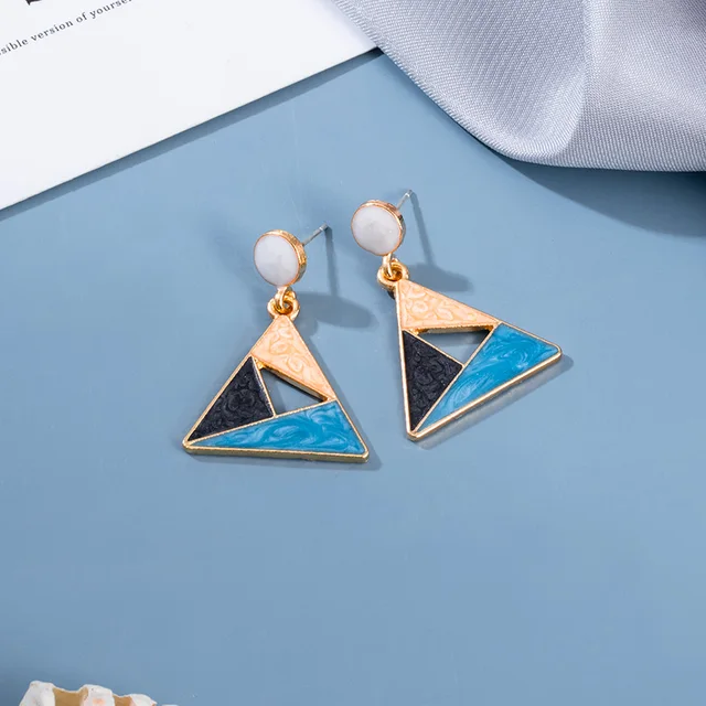 BLINLA 2021 New Korean Blue Geometric Acrylic Earrings for Women Fashion Bohemian Round Drop Earrings Party Brincos Jewelry Giuy Type 479