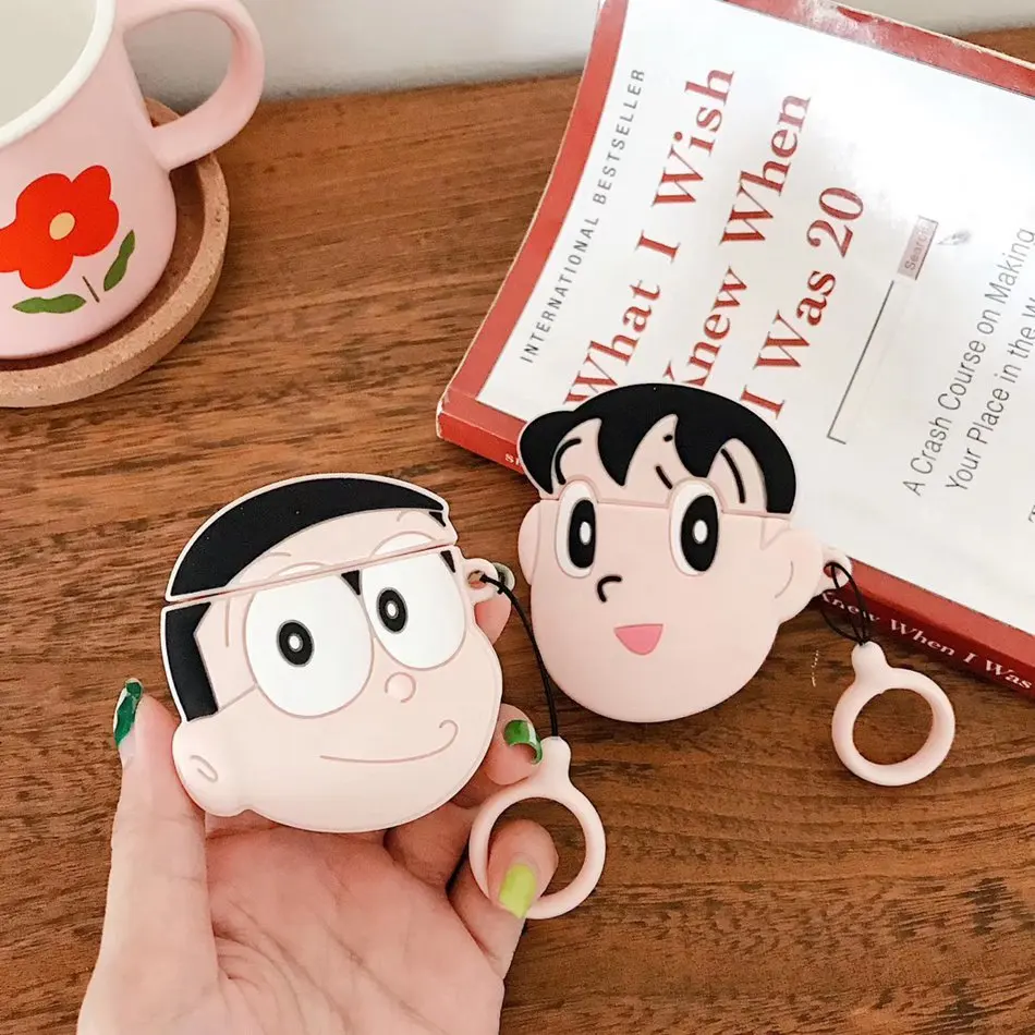 

Earphone Case For Airpods 2 Case Silicone Bear Cat Pig Cartoon Headphones Cover For Apple Air pods 1 Case For Earpods Key ring