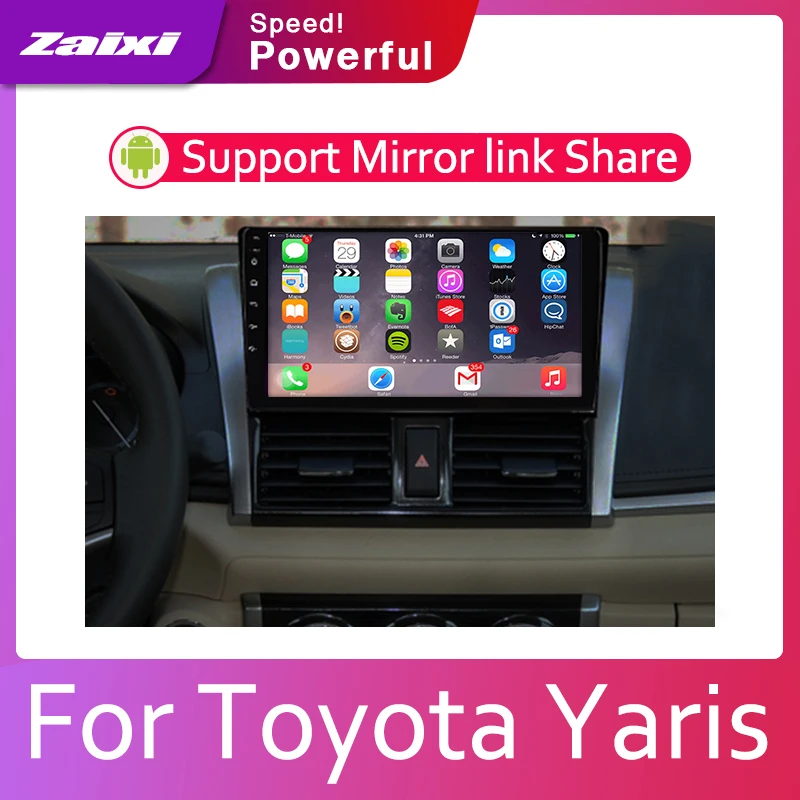 Sale ZaiXi Android 2 Din Car radio Multimedia Video Player auto Stereo GPS MAP For Toyota Yaris 2014~2016 Media Navi Navigation 2