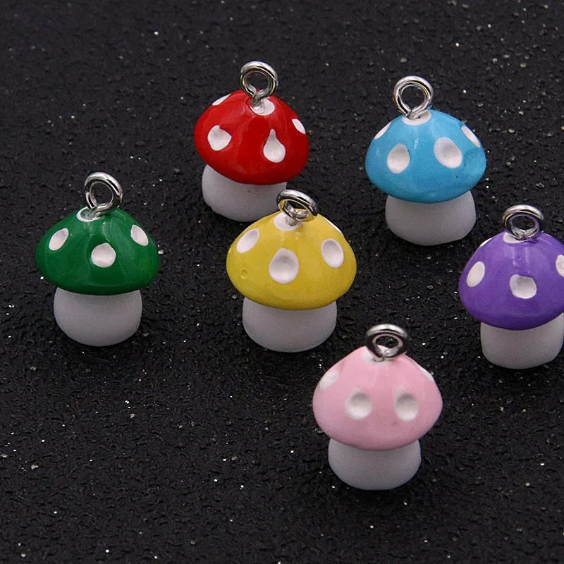 

10Pcs 6 Color Charms 3D Mushroom Plant Resin Vegetable Earring DIY Keychain Pendant For Findings Jewelry Making