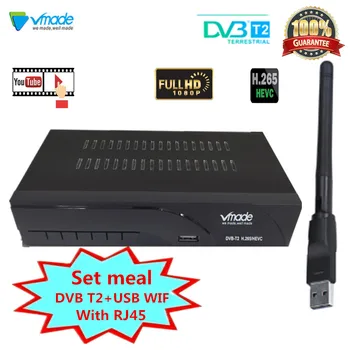 

Newest DVB-T2 TV Tuner Terrestrial Receiver DVB-T2 Digital set top box Receiver MPEG4 H.265 Support Youtube USB WIFI With RJ45