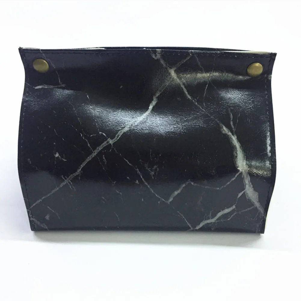 Office Home Nordic Style Marble Pattern Storage Decoration Fashion Dispenser PU Leather Tissue Box Paper Container Car Holder