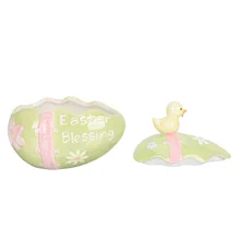 

Ceramic Easter Egg Shape Storage Jar Duck Model Box Jewelries Storage Box