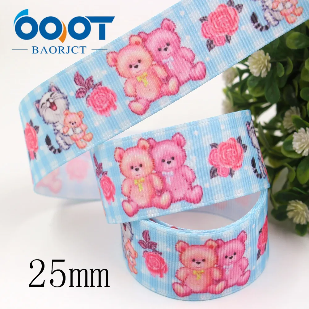 OOOT BAORJCT I-19920-2224, 25/38 мм 10 ярдов мультфильм Термальность с печатным рисунком изготавливается корсажные ленты, бантом, DIY аксессуары для украшения