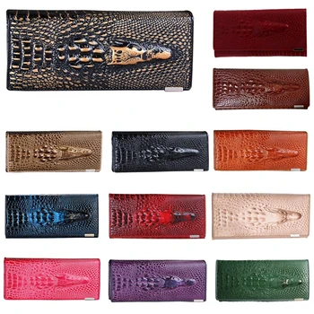 

Women Wallet Female 2016 Coin Purses Holders Patent leather 3D Embossing Alligator Ladies Crocodile Long Clutch Wallets