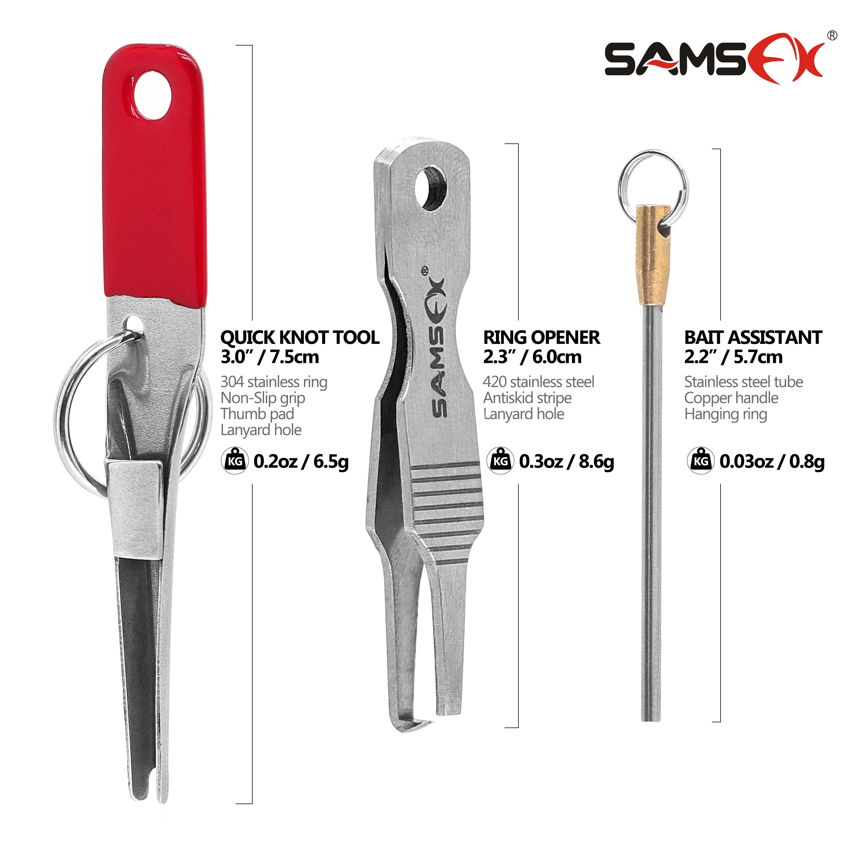 Fishing Quick Knot Tying Tool Hook Sharpener Split Rings Opener and Upper Bait Aid Gear Combo SAMSFX