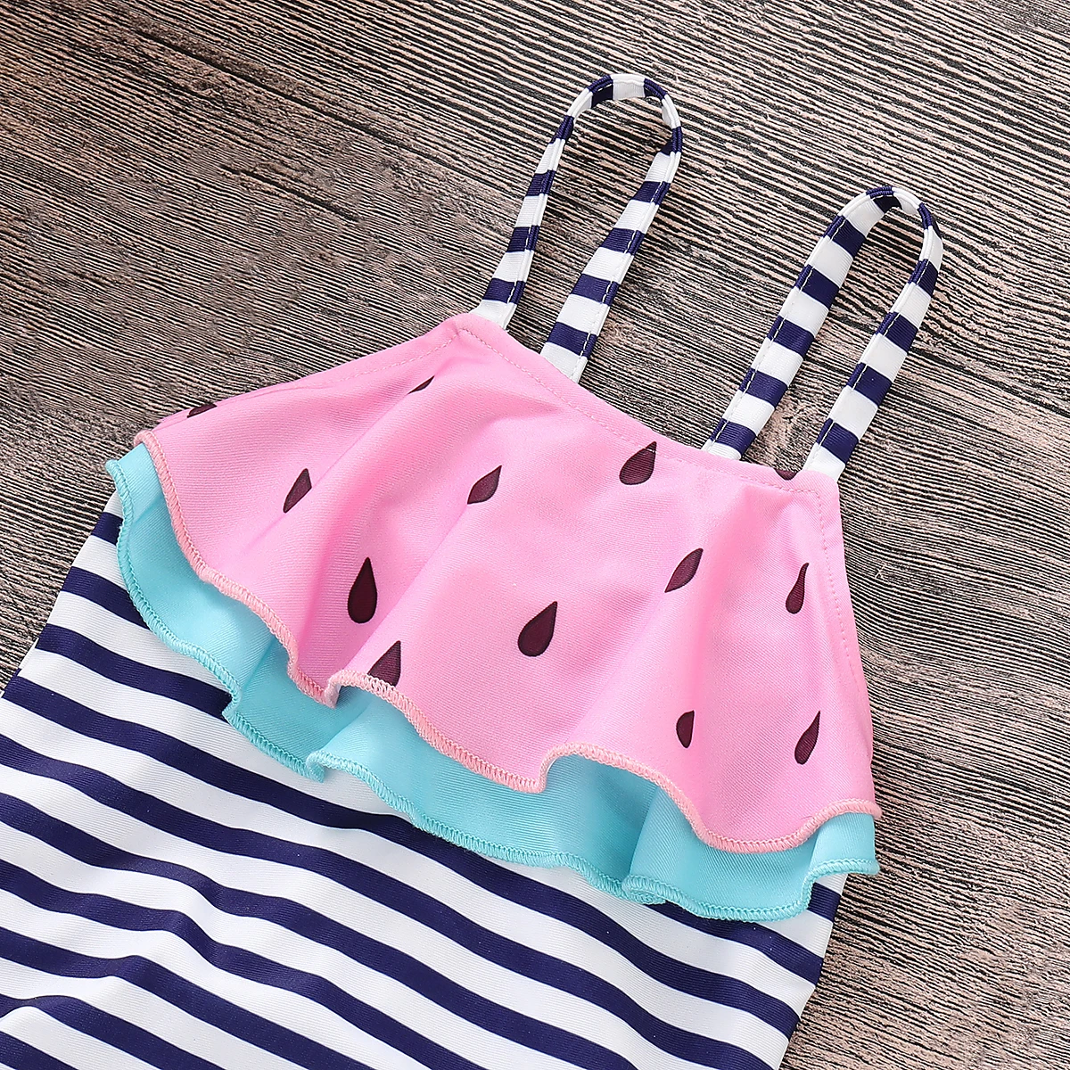 Striped Kids Swimsuit For Girls Summer Baby Swimming Clothes 2-6 Years Swimwear Children's Beach One-piece D35
