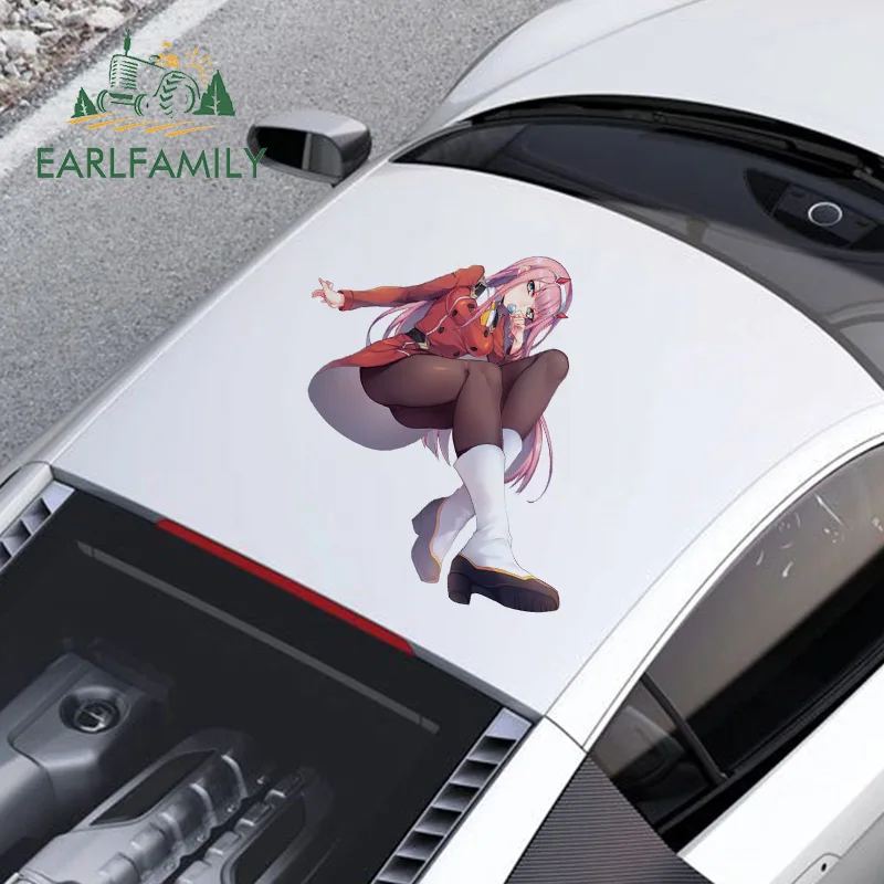 EARLFAMILY 43cm x 39cm For Darling in the FRANXX Car Stickers Sunscreen Fine Decal Vinyl Material Scratch-Proof Decoration