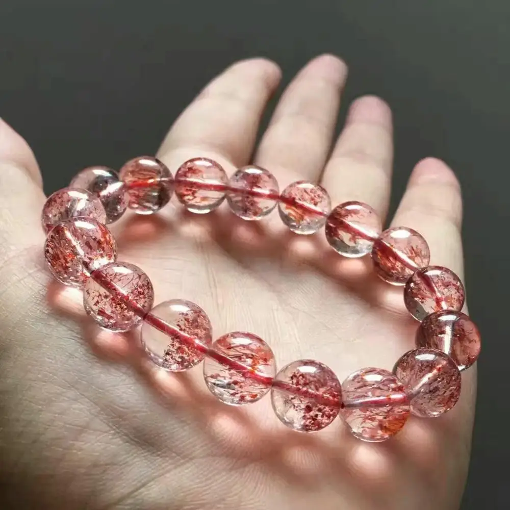 12mm Natural Lepidocrocite Quartz Bracelet Red Super Seven Stone Round Beads Stretch Crystal AAAAA Certificate |