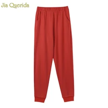 Женское нижнее белье, хлопок, штаны для отдыха, минималистичный стиль, эластичная резинка на талии, два кармана, качественные пижамные штаны, пижамные штаны Красного цвета