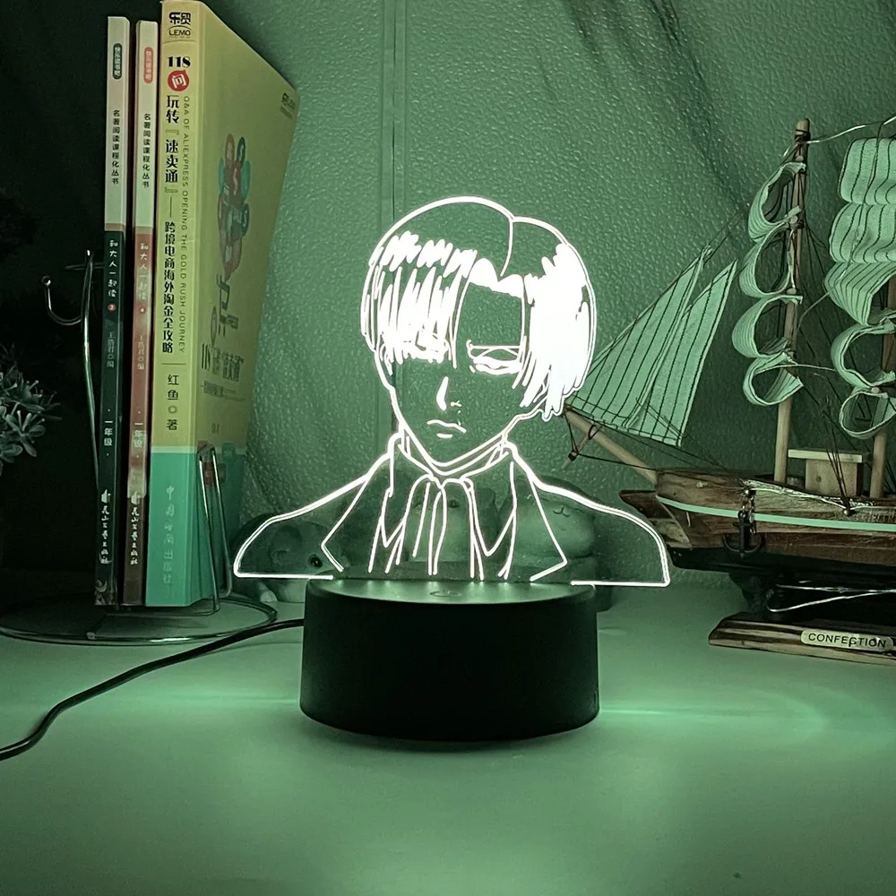 Ataque em Titã para Casa Decoração do Quarto Presente da Criança Acrílico Lâmpada Levi Ackerman Luz Led Night Light Anime 3d 6 Computers & Electronics