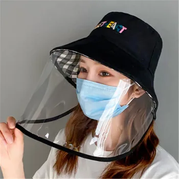 

1pc Protective Face Shield Fisherman Hat With Protective Clear Mask Anti-dust Block Saliva Droplets Anti-spitting Outdoors Hat