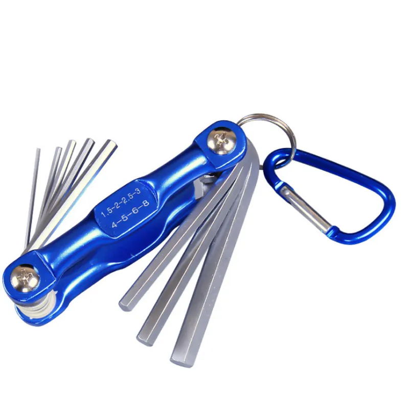 

Folding Hex Key Wrench Metric Allen Key Wrench with Chrome Finish Carabiner for Bicycle Computer I88 #1