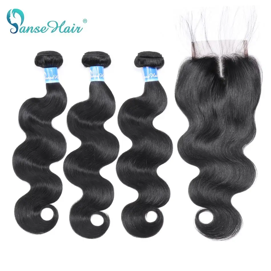 3-Bundles Closure Body-Wave One-Lace-Frontal 100%Human-Hair Peruvian with Non-Remy Customized