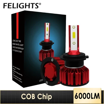 

2Pcs COB H1 H4 H7 H11 9005 9006 LED Car Headlight Kit Automotive No Error LED Bulbs 6000K White Lights Lighting 12V Mini Lampada