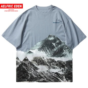 

Aelfric Eden Mountain Printed T Shirt Men 2020 Summer Casual Cotton Loose Harajuku Tshirts Tops Hip Hop Streetwear Short Sleeve