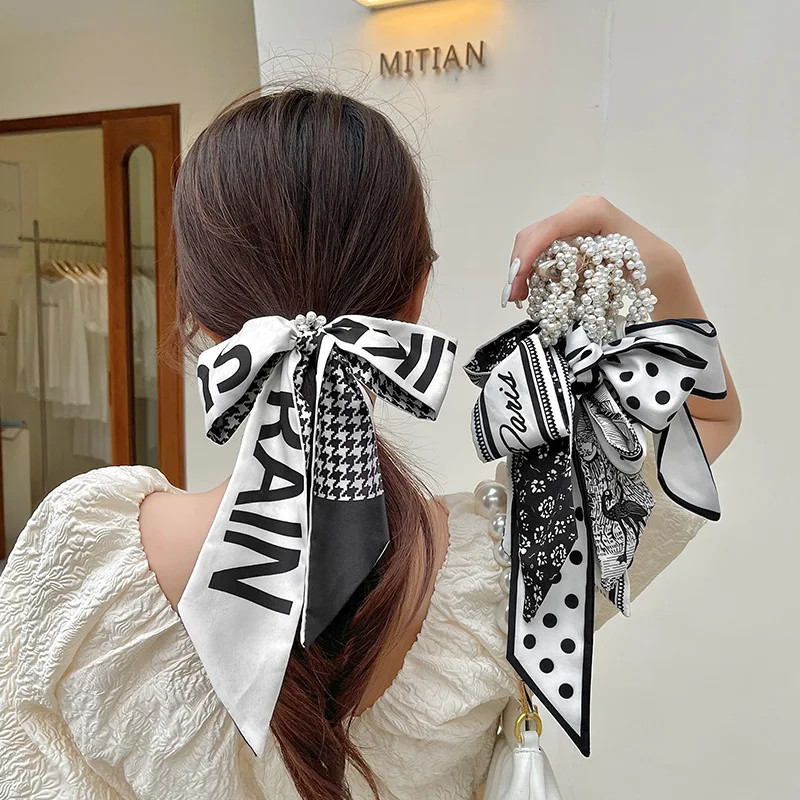 2021 New Elegant Letter Pearl Strip Ribbon Bow Hair Accessories For Woman  Sweet Fashion Korean Jewelry Headband - AliExpress