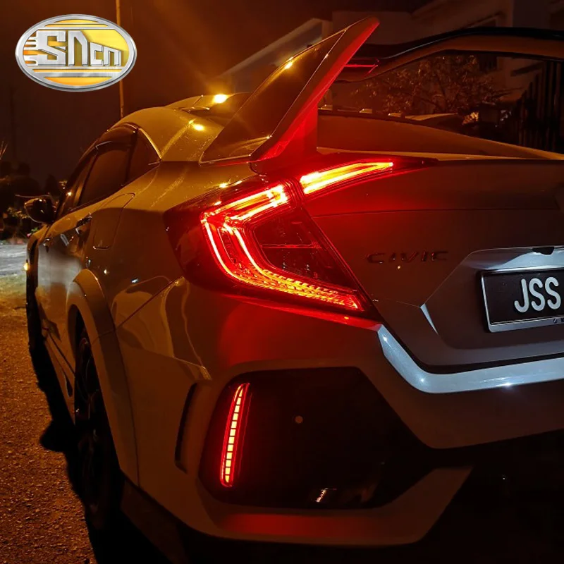 2 шт. для Honda Civic type R Многофункциональный светодиодный задний бампер противотуманная фара тормозной светильник динамический сигнал поворота отражатель