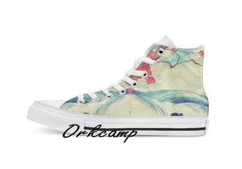 

Waking to the Wild and Beautiful Ocean of Dhin Custom Casual High Top lace-up Canvas shoes sneakers Drop shipping