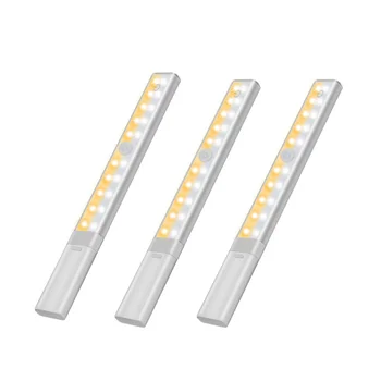 

Motion Sensor Wardrobe Light Upgraded Indoor 20LED Wireless Under Cabinet Light 3 Lighting Mode With USB Rechargeable Battery