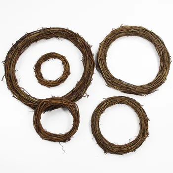 

Mini Round Rattan Artificial Flowers Garland Dried Flower Frame For Christmas Tree Floral Wedding Wreaths Door Ring Home Decor