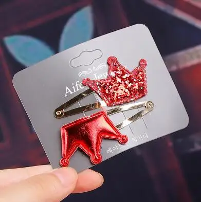 Red Crown 2 шт./компл. милые детские носочки для девочек Заколки для волос со стразами Корона в форме звезды BB зажим шпильки для детских волос заколка принцессы женские аксессуары для волос - Цвет: Red Crown