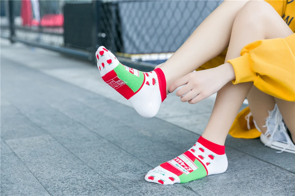 Женские забавные мультяшные продукты хипстер Японский Корейский Harajuku счастливые носки кофе молоко пиво клубника пирог пары носки