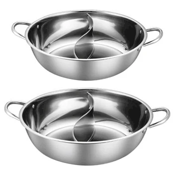 

Stainless Steel Twin Divided Double Pot Hotpot Gas Stove Soup Cooking Pot for Home Kitchen