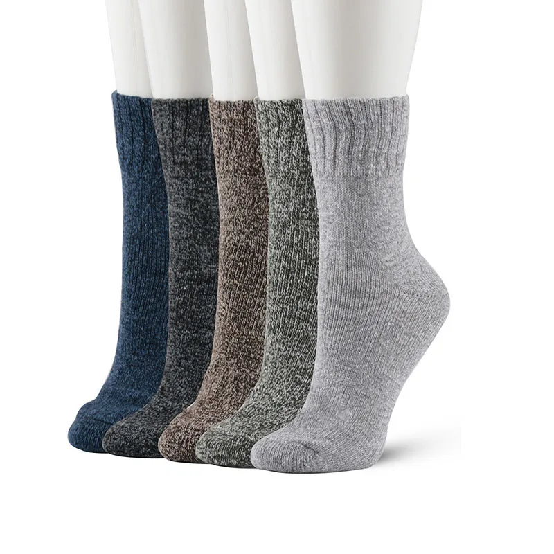 

5 Pairs Winter Thick Wool Socks Men Black Gray Solid Color Warm Cashmere Breathable Sock Male Meias Calcetines Hombre