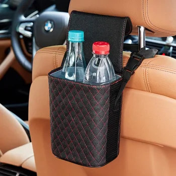 

1 Pc Car Trash Can Multifunctional Hanging Environmentally Friendly Car Trash Box Leather Covered Car Storage Car Supplies