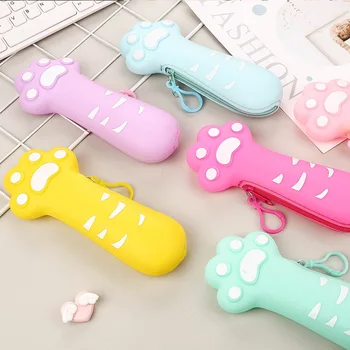 

Creative Cat Paw Fruit school Pencil case Cute Silicone pencil bag pen box Stationery pouch office school supply canetas zakka