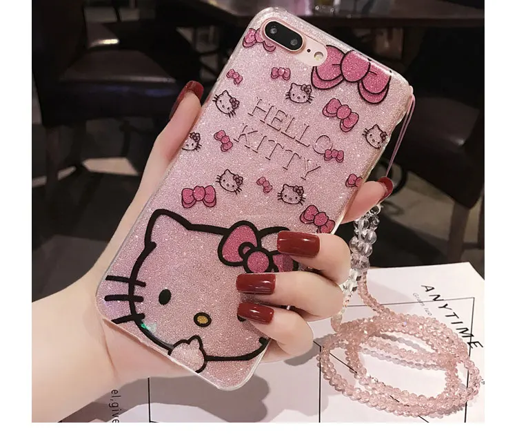 Милый мультяшный чехол hello kitty для телефона Apple, тонкий и мягкий силиконовый защитный чехол для Iphone 6 7 8 S Plus X XR XS XSMAX