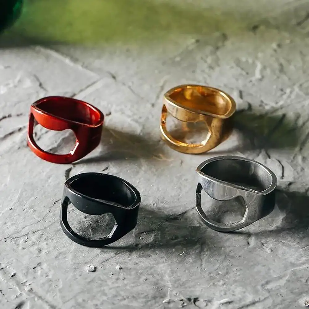 4pcs Finger Thumb Ring Bottle Open Opener Bar Beer Tool Gifts Stainless Steel Finger ring opener Restaurant bar kitchen gadget 4