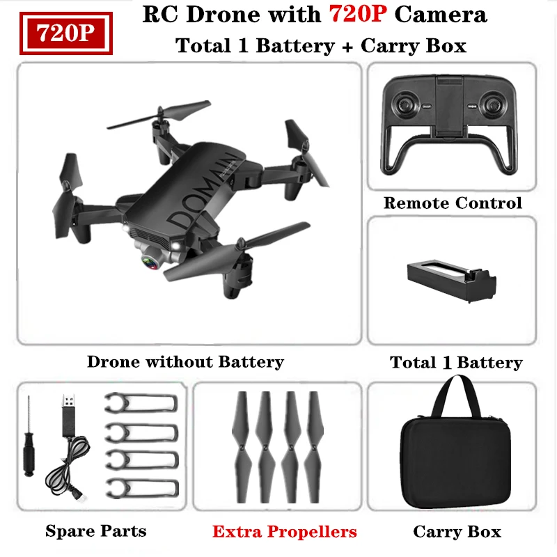 R7 RC Дрон 4K с широкоугольной HD камерой wifi FPV складной пульт дистанционного управления Квадрокоптер RC Вертолет VS E58 SG706 Дрон игрушка подарок - Цвет: 720P Carry Box B1