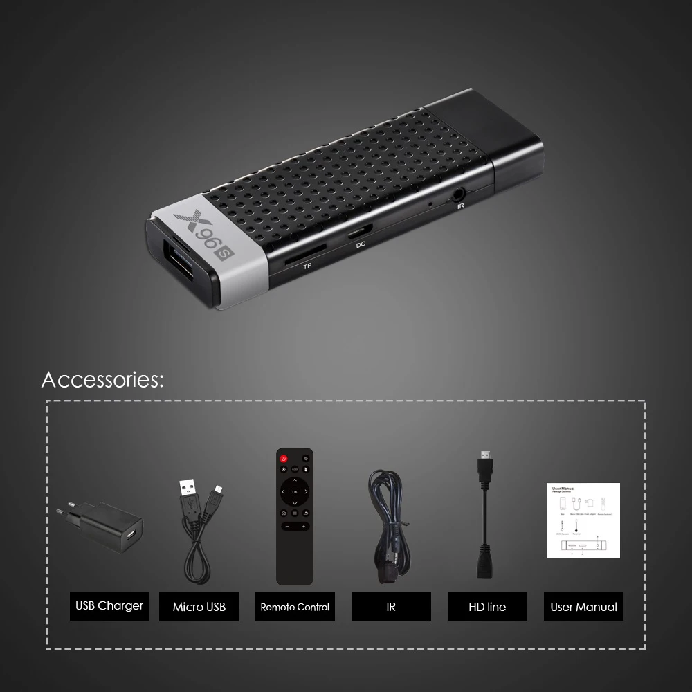 Smart TV Stick Android 9.0 TV Box X96S Amlogic S905Y2 DDR3 4GB 32GB 11 10