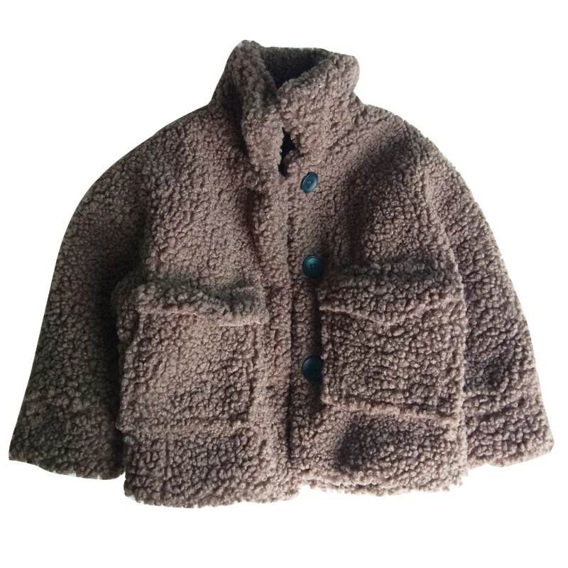 Хлопковое пальто для девочек; Новинка года; зимняя детская одежда; плюшевое пальто для малышей; шерстяное пальто из овечьей шерсти; куртка для малышей; пальто для маленьких девочек