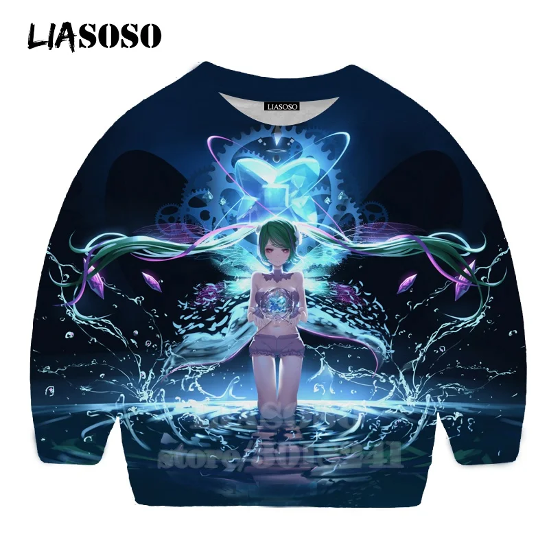 LIASOSO детей толстовки 3D принт аниме девочка Hatsune Толстовка Miku в уличном стиле для детей мальчиков и девочек Повседневное Топ для маленьких детей, свитер для подростков B174-23