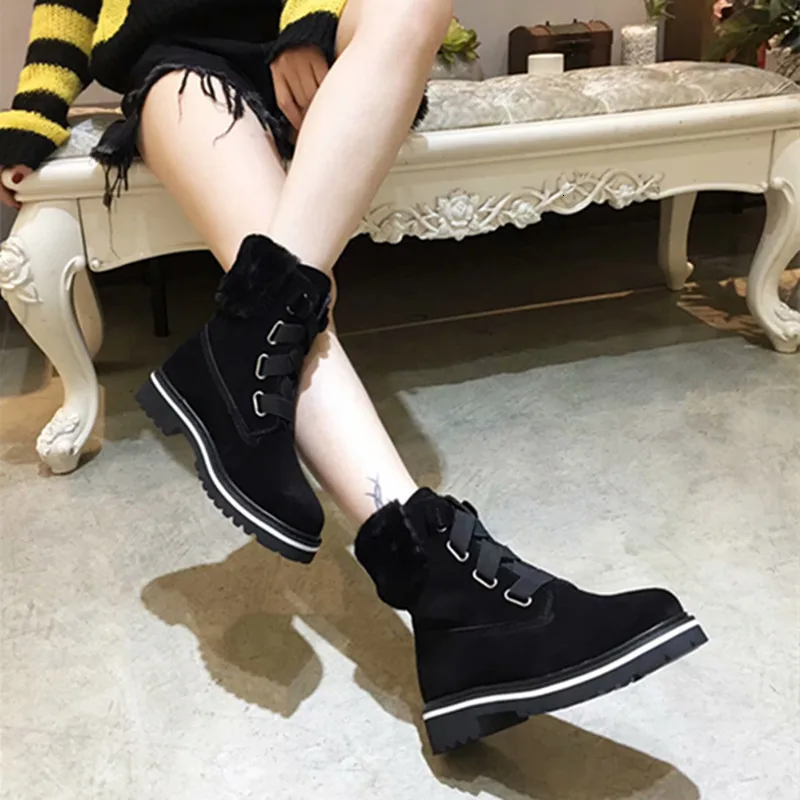Женские ботинки; chaussures femme; зимние ботинки на низком каблуке; Botas Mujer; шерстяная женская обувь с круглым носком; scarpe donna
