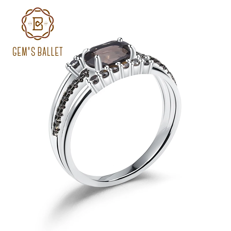 GEM'S BALLET, 0.75Ct, натуральный дымчатый кварц, драгоценный камень, кольца, 925 пробы, серебро, античный стиль, кольцо для женщин, хорошее ювелирное изделие